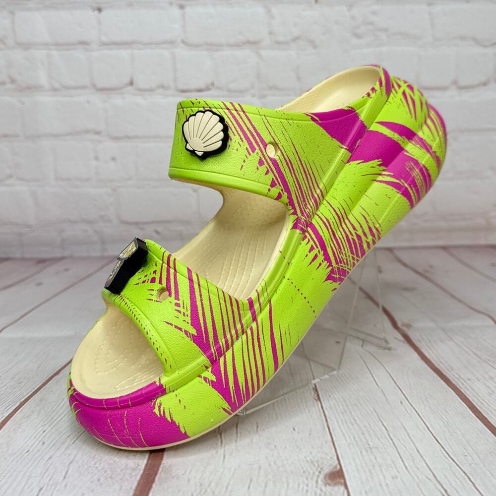 Crocs Classic Crush Platform Sandals Springbreak Vanilla/Multi M Sz 4/W Sz 6 - Picture 4 of 10
